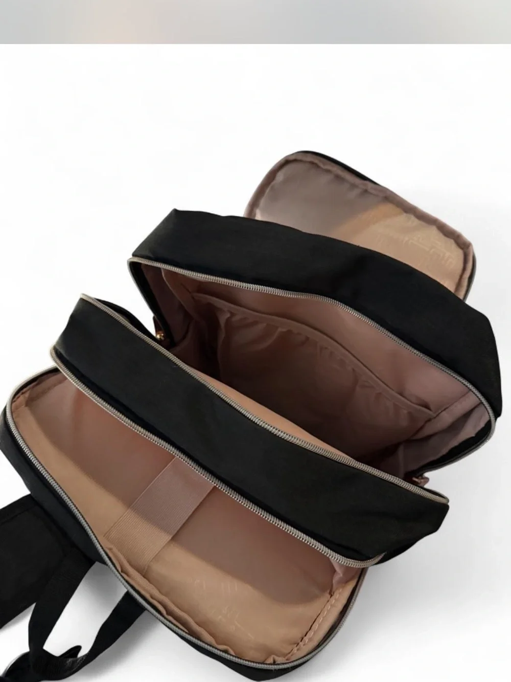 Swiss Tech Black Backpack with Rose-Gold Accents